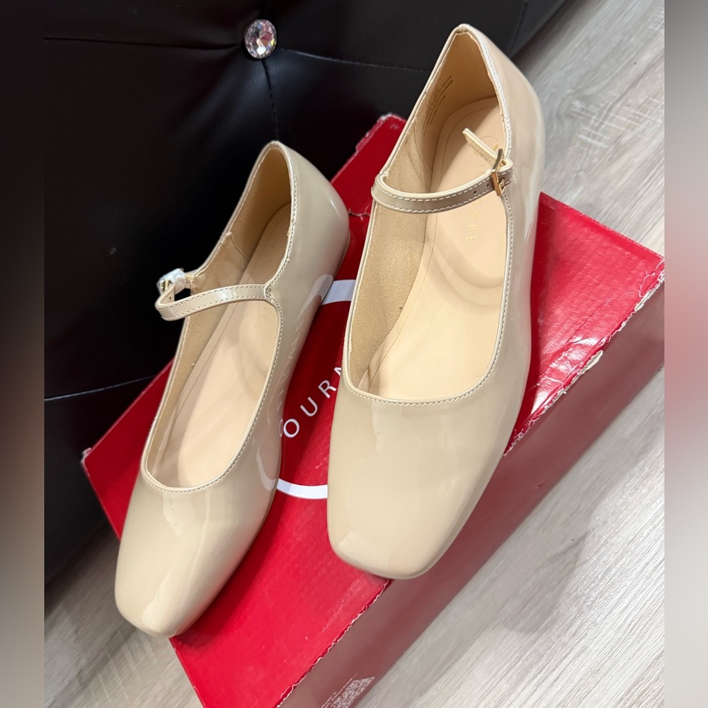Journee Collection Beige Mary Jane Flats